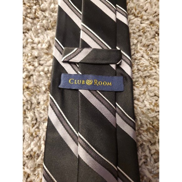 CLUB ROOM Black and Grey Striped Neck Tie NEW - Picture 5 of 5